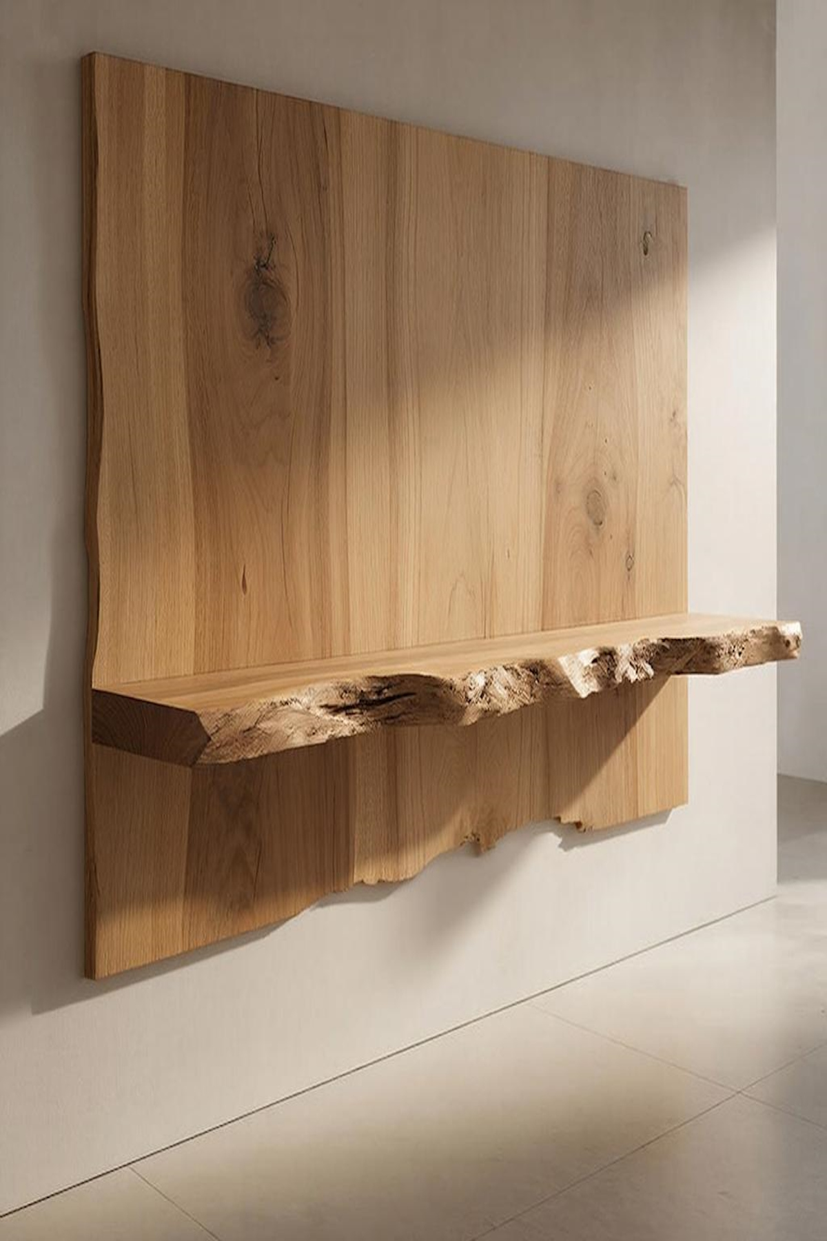 Полки с живым краем из массива ясеня